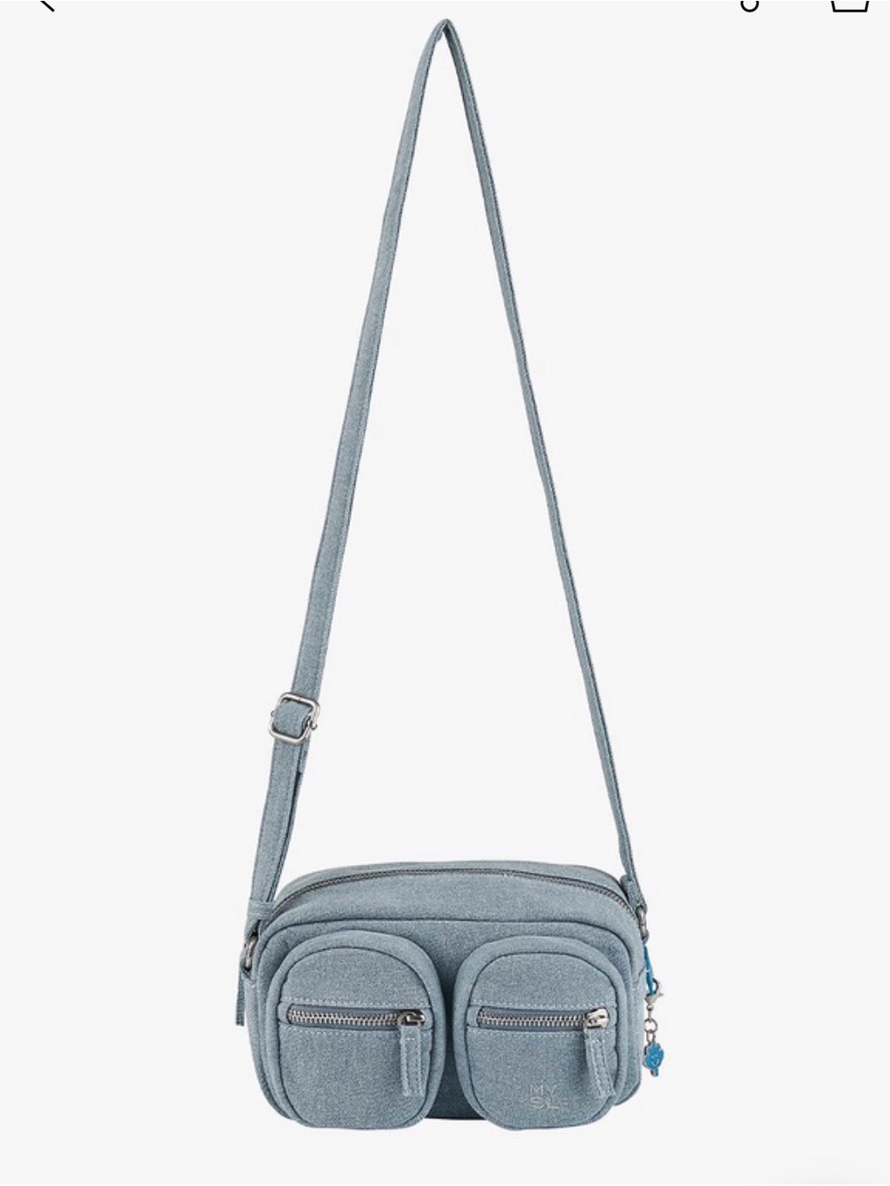 My Shell my chew Seoul denim Shoulder Bag with Front Zip Pockets